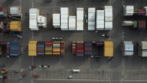 Yacht Maintenance - aerial photography of multicolored trailers