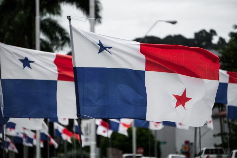 Panama Canal - white red and blue star flag